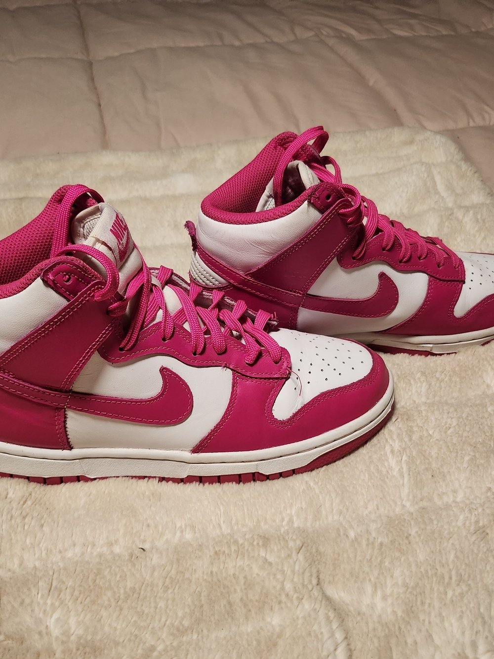 Nike Women’s Pink and White High-Top Sneakers